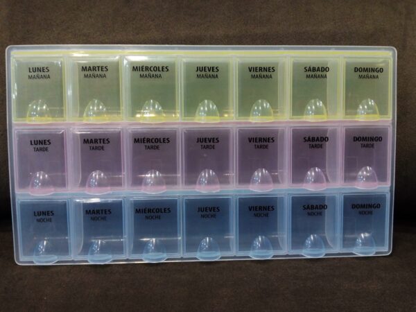 Pastillero semanal 3 tomas multicolor
