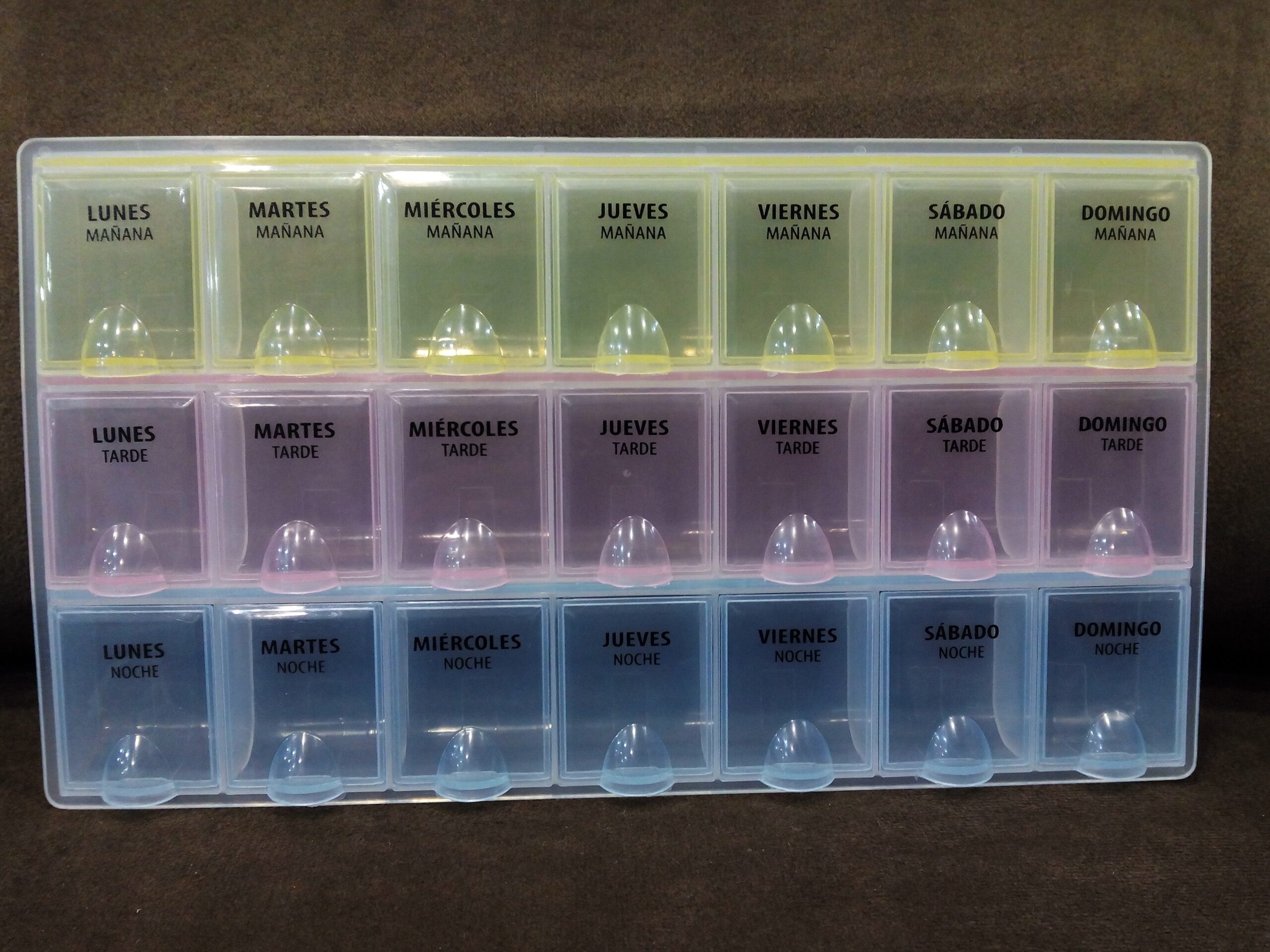 Pastillero semanal 3 tomas multicolor