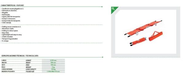 Camilla rescate doble plegado