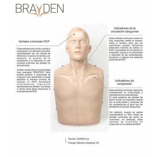 Maniquí para entrenamiento RCP Brayden