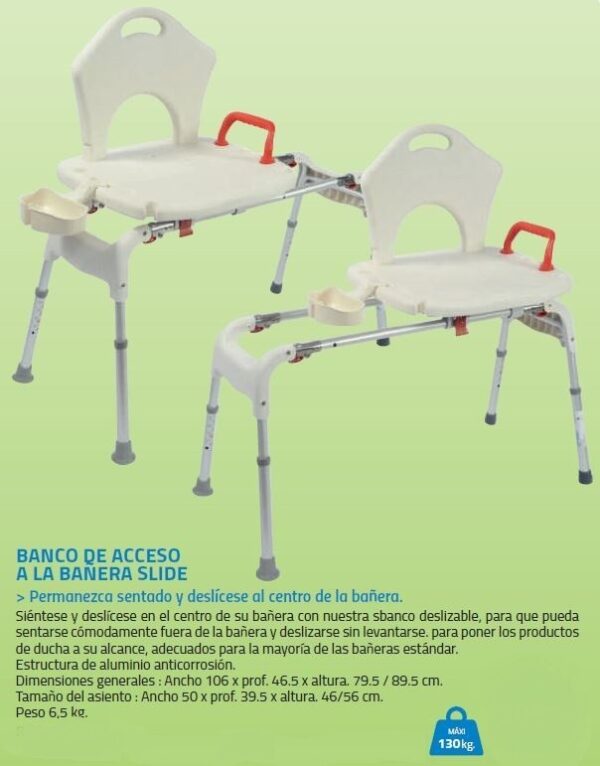 Banco de acceso a bañera Slide