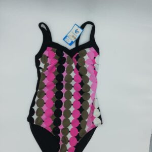 Bañador negro con detalles rosas