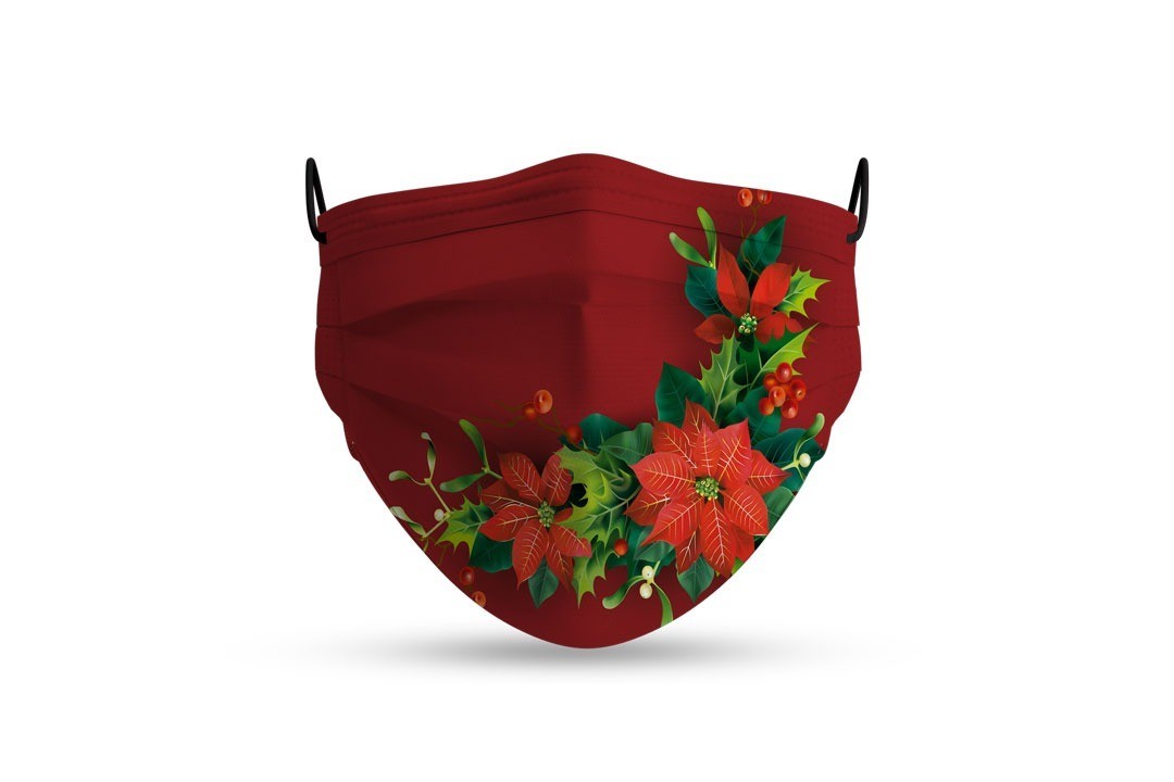 Mascarilla higiénica adulto Flor Navidad